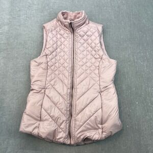 Mondetta Women Medium Pink Puffer Vest Quilted Mock Neck Zip Up